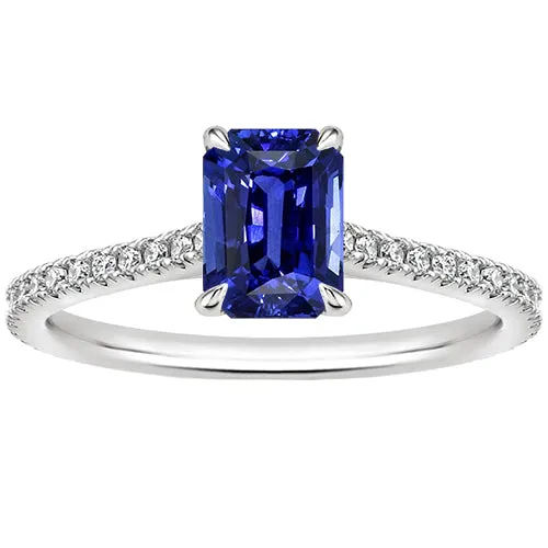 HarryChadEntcom Rings Emerald Solitaire Ring with Accents Blue Sapphire Natural Earth Mined Diamond 4 Carats HarryChadEntcom Rings Emerald Solitaire Ring with Accents Blue Sapphire Natural Earth Mined Diamond 4 Carats