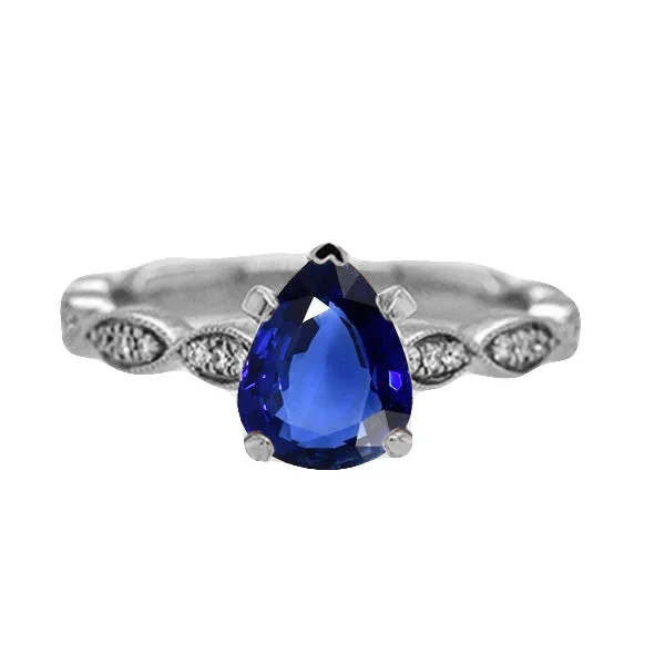 HarryChadEntcom Rings Gemstone Jewelry Pear Ceylon Sapphire Ring With Natural Earth Mined Diamonds 250 Carats HarryChadEntcom Rings Gemstone Jewelry Pear Ceylon Sapphire Ring With Natural Earth Mined Diamonds 250 Carats