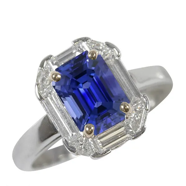 HarryChadEntcom Rings Halo Ring Emerald Blue Sapphire Trillion Baguette Natural Earth Mined Diamonds 3 Carats HarryChadEntcom Rings Halo Ring Emerald Blue Sapphire Trillion Baguette Natural Earth Mined Diamonds 3 Carats