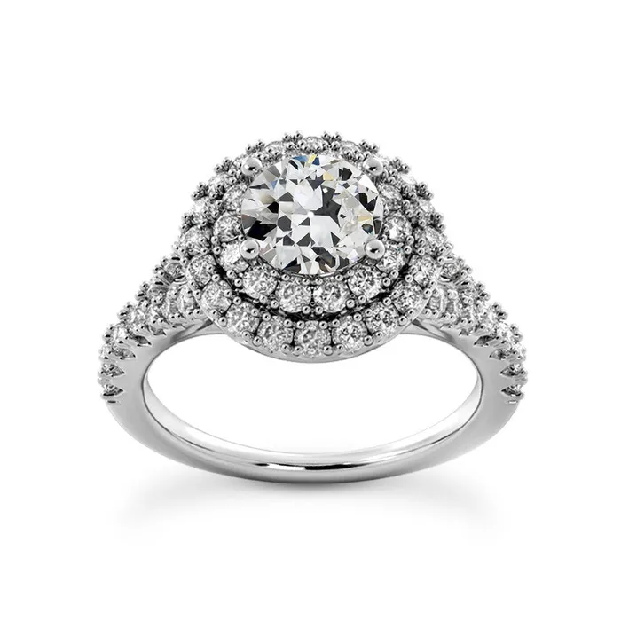 HarryChadEntcom Rings Round Old Cut Natural Earth Mined Diamond Double Halo Ring 14K White Gold 550 Carats HarryChadEntcom Rings Round Old Cut Natural Earth Mined Diamond Double Halo Ring 14K White Gold 550 Carats