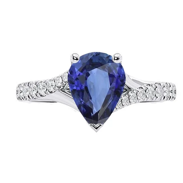 HarryChadEntcom Rings Solitaire Blue Sapphire Ring White Gold Pave Set Natural Earth Mined Diamonds 4 Carats HarryChadEntcom Rings Solitaire Blue Sapphire Ring White Gold Pave Set Natural Earth Mined Diamonds 4 Carats