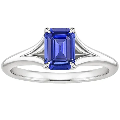 HarryChadEntcom Rings Solitaire Ring Sri Lankan Sapphire 3 Carats Emerald Cut White Gold 14K HarryChadEntcom Rings Solitaire Ring Sri Lankan Sapphire 3 Carats Emerald Cut White Gold 14K