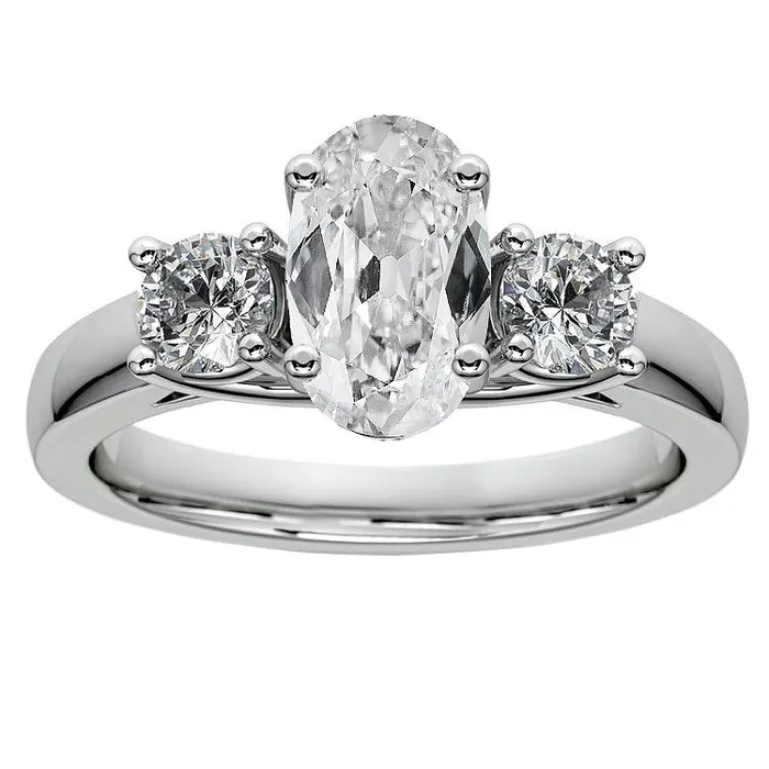 HarryChadEntcom Rings Three Stone Oval Old Mine Cut Natural Earth Mined Diamond Ring 750 Carats White Gold HarryChadEntcom Rings Three Stone Oval Old Mine Cut Natural Earth Mined Diamond Ring 750 Carats White Gold