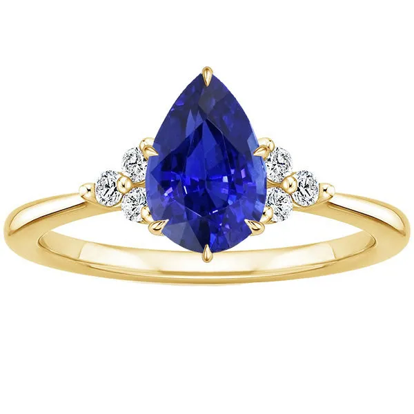 HarryChadEntcom Solitaire Accents Ring Pear Blue Sapphire Natural Earth Mined Diamonds 350 Carats Rings HarryChadEntcom Solitaire Accents Ring Pear Blue Sapphire Natural Earth Mined Diamonds 350 Carats Rings