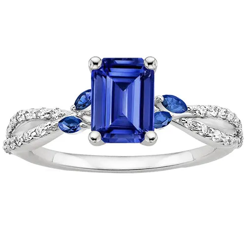 HarryChadEntcom Solitaire With Accents Ring Emerald Marquise Blue Sapphires 4 Carats Rings HarryChadEntcom Solitaire With Accents Ring Emerald Marquise Blue Sapphires 4 Carats Rings