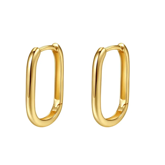 Hey Happiness Earrings Infinity Oval Huggie Earrings 14K Gold