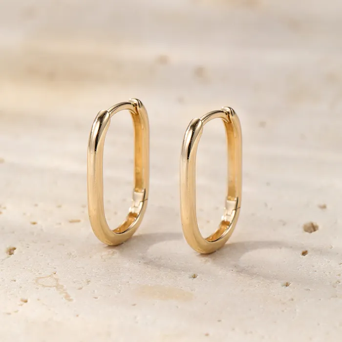 Hey Happiness Earrings Infinity Oval Huggie Earrings 14K Gold