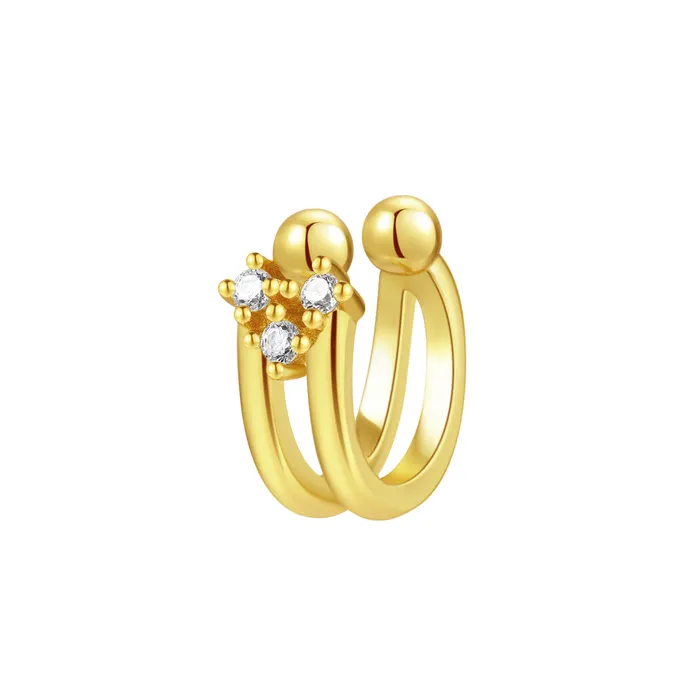 Hey Happiness Earrings Three Star Ear Cuff Sterling Silver Gold