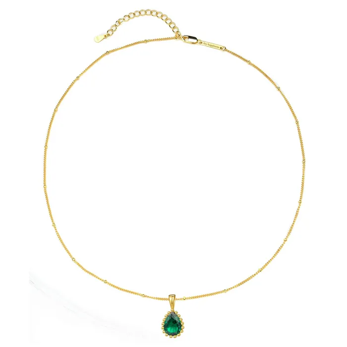 Hey Happiness May Emerald Birthstone Necklace Sterling Silver Necklaces