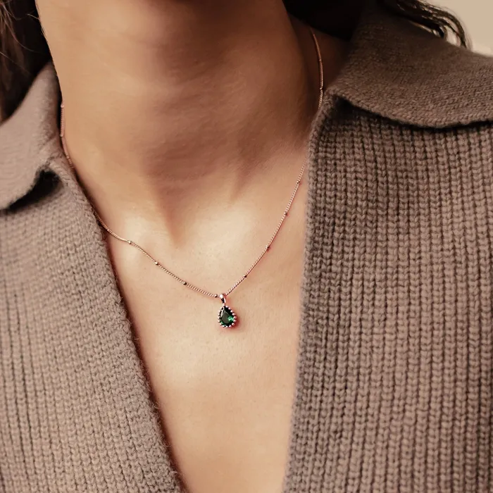 Hey Happiness May Emerald Birthstone Necklace Sterling Silver Necklaces