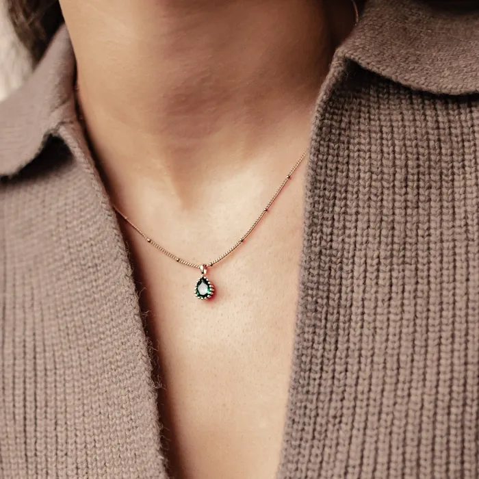 Hey Happiness May Emerald Birthstone Necklace Sterling Silver Necklaces