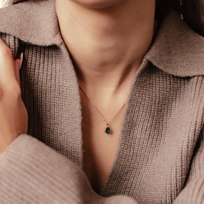 Hey Happiness May Emerald Birthstone Necklace Sterling Silver Necklaces