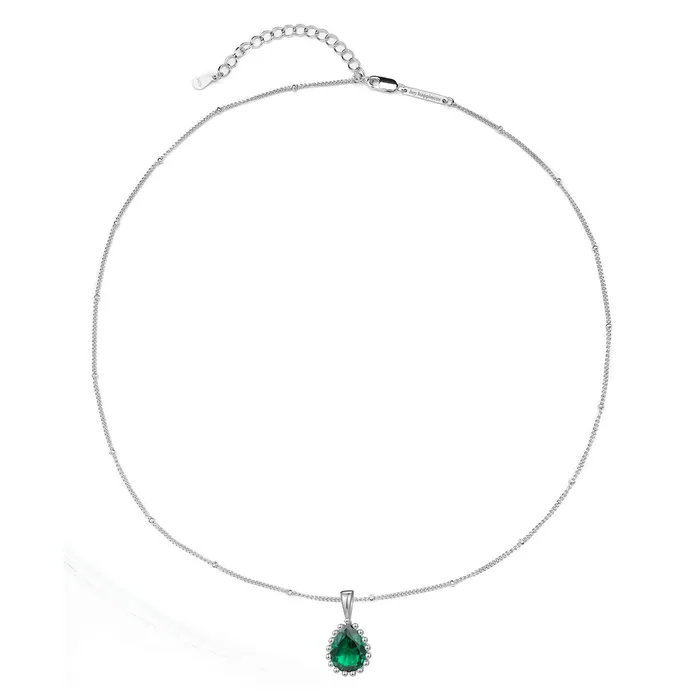 Hey Happiness May Emerald Birthstone Necklace Sterling Silver Necklaces