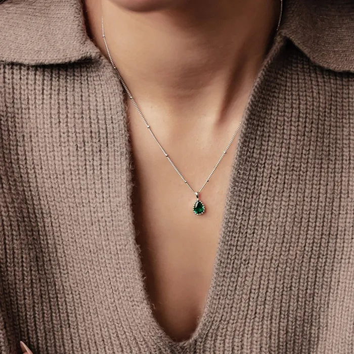 Hey Happiness May Emerald Birthstone Necklace Sterling Silver Necklaces