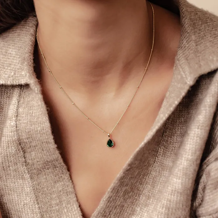 Hey Happiness May Emerald Birthstone Necklace Sterling Silver Necklaces