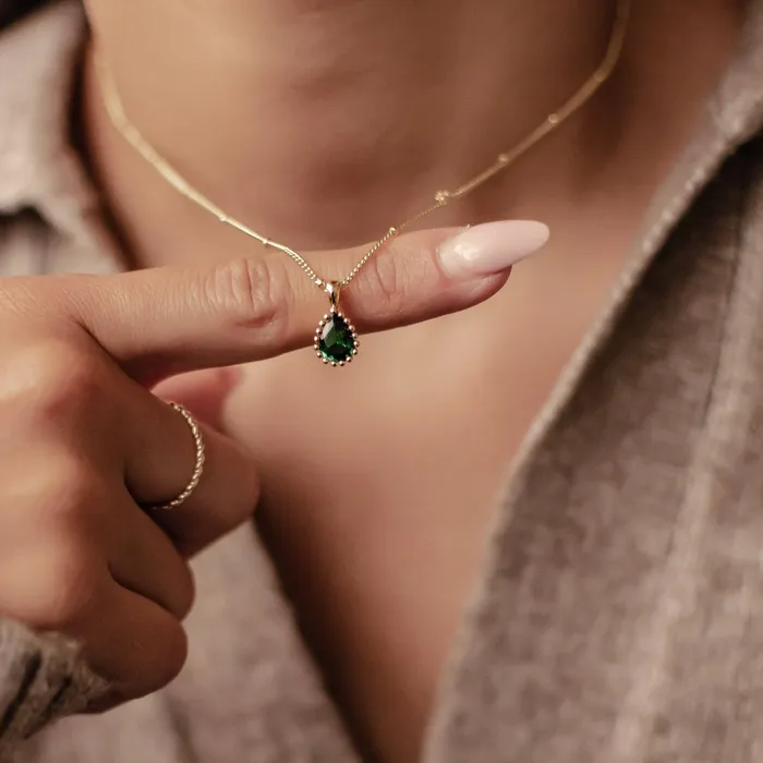 Hey Happiness May Emerald Birthstone Necklace Sterling Silver Necklaces