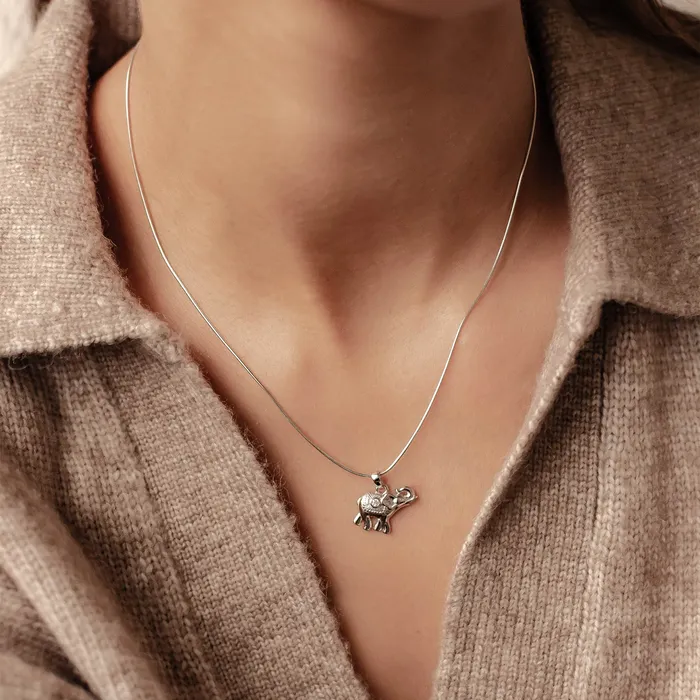 Hey Happiness Necklaces Elephant Pendant Necklace for Success Sterling Silver Hey Happiness Necklaces Elephant Pendant Necklace for Success Sterling Silver