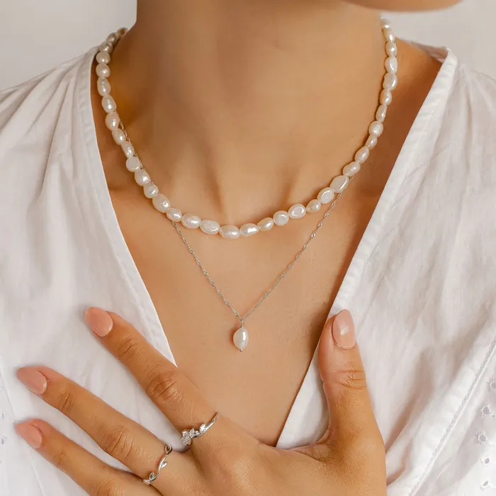 Hey Happiness Necklaces Grace Pearl Necklace Sterling Silver