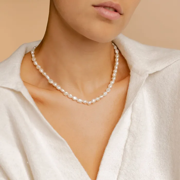 Hey Happiness Necklaces Grace Pearl Necklace Sterling Silver