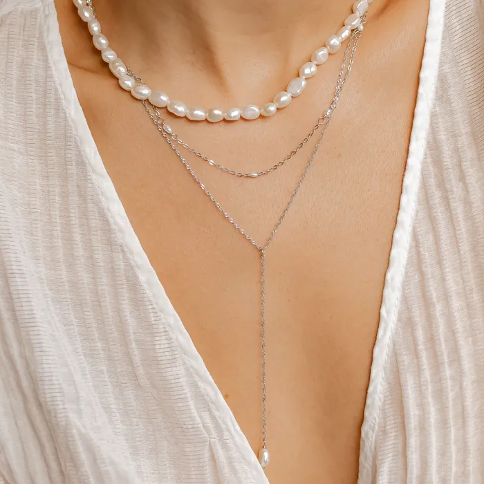 Hey Happiness Necklaces Grace Pearl Necklace Sterling Silver