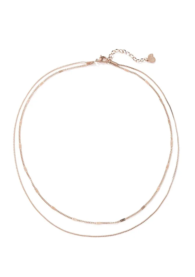 Hey Happiness Necklaces Mixed Cable and Bead Chain Necklace Rose Gold