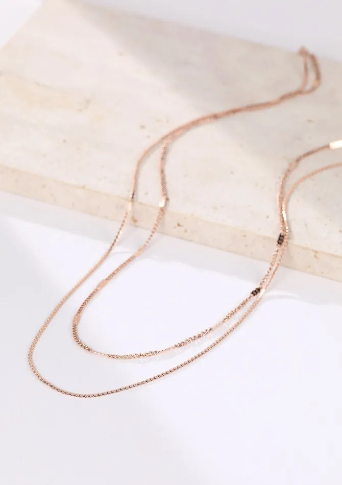 Hey Happiness Necklaces Mixed Cable and Bead Chain Necklace Rose Gold