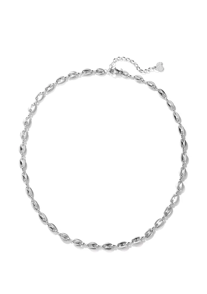Hey Happiness Puffed Mariner Chain Necklace Silver Necklaces