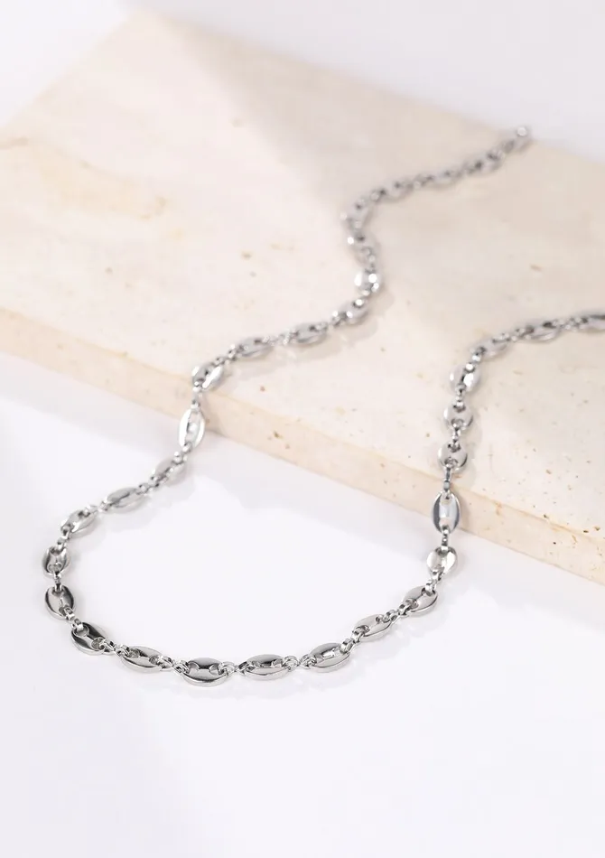 Hey Happiness Puffed Mariner Chain Necklace Silver Necklaces
