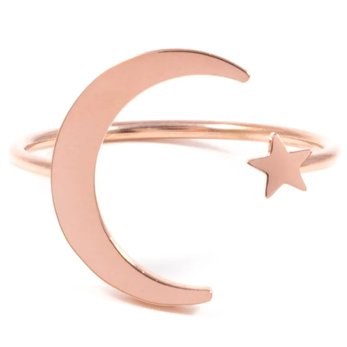 Hey Happiness Star Moon Ring Rose Gold Rings