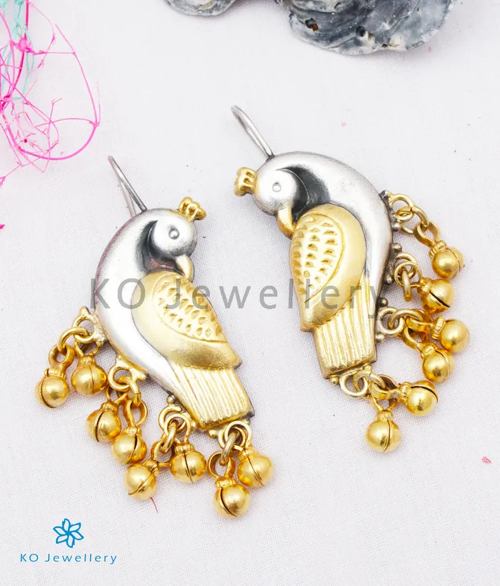 Jaipur Earrings The Kira Silver Parrot EarringsTwotone