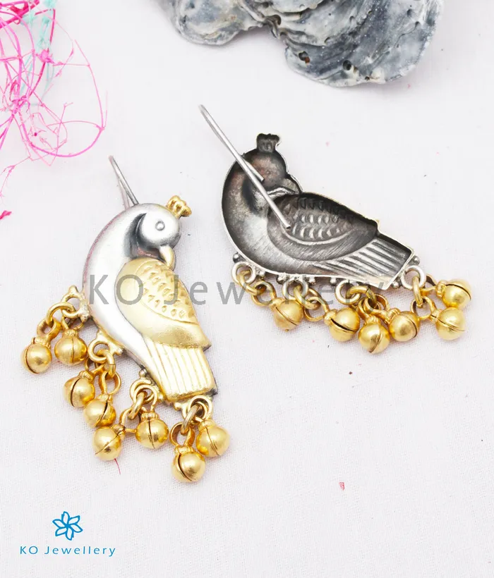 Jaipur Earrings The Kira Silver Parrot EarringsTwotone