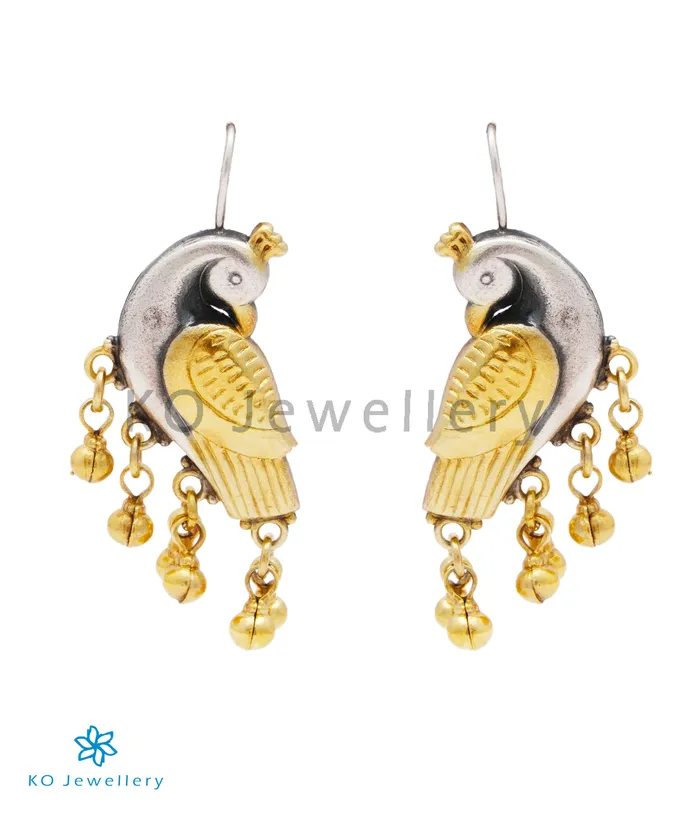 Jaipur Earrings The Kira Silver Parrot EarringsTwotone