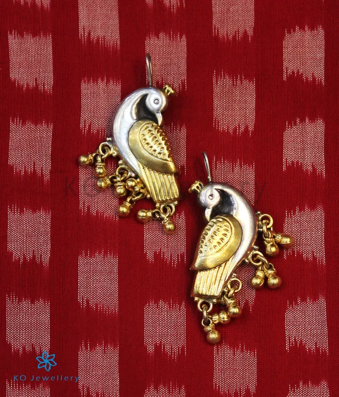 Jaipur Earrings The Kira Silver Parrot EarringsTwotone