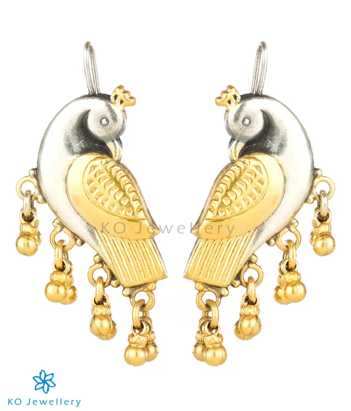 Jaipur Earrings The Kira Silver Parrot EarringsTwotone