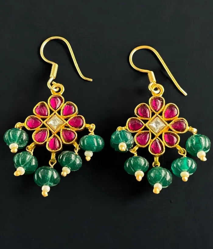 Kundan Earrings The Mahua Silver Kundan Earrings Red