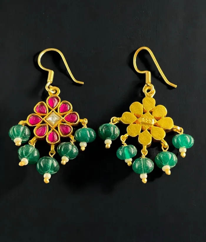 Kundan Earrings The Mahua Silver Kundan Earrings Red