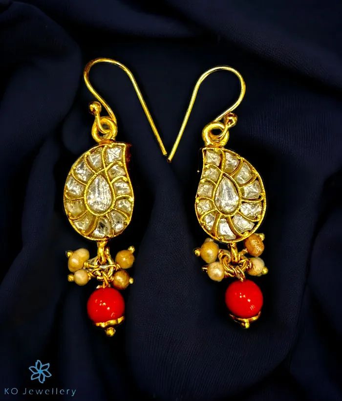 Kundan The Paisley Silver Kundan Earrings White Earrings