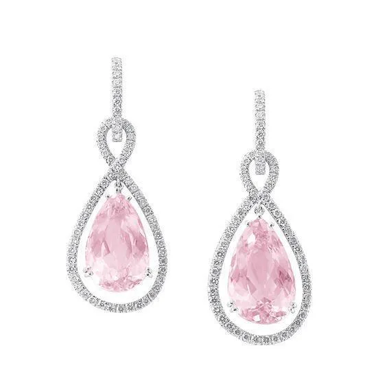 Kunzite Gem Natural Earth Mined Diamond Earrings GB Earrings