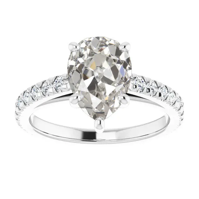 Large Pear Old Cut Lab Grown Diamond Solitaire Ring With Accent 11 Carats HarryChadEntcom Rings Large Pear Old Cut Lab Grown Diamond Solitaire Ring With Accent 11 Carats HarryChadEntcom Rings
