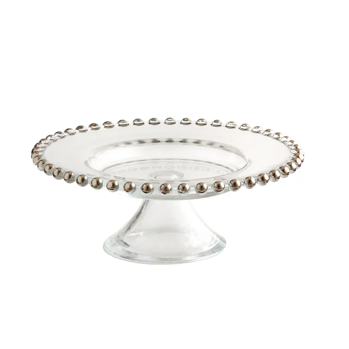 Leeber Leeber Silver Bead Footed Serving Plate 8 Rings