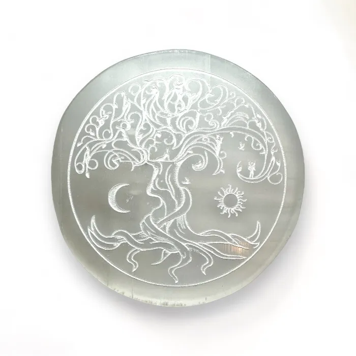 MyCONQUERing Necklaces Tree of Life Selenite Charging Plate
