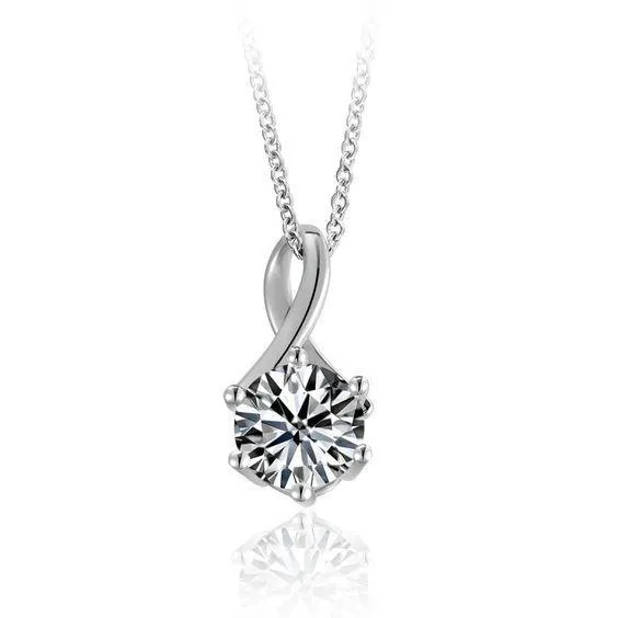 Necklaces GB 1 Carat Round Natural Earth Mined Diamond Pendant White Gold Jewelry Necklaces GB 1 Carat Round Natural Earth Mined Diamond Pendant White Gold Jewelry