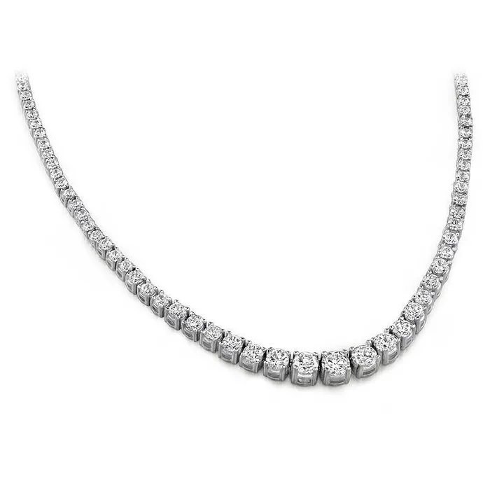 Necklaces GB 9 Carats Prong Set Natural Earth Mined Diamonds Tennis Necklace White Gold 14K Necklaces GB 9 Carats Prong Set Natural Earth Mined Diamonds Tennis Necklace White Gold 14K