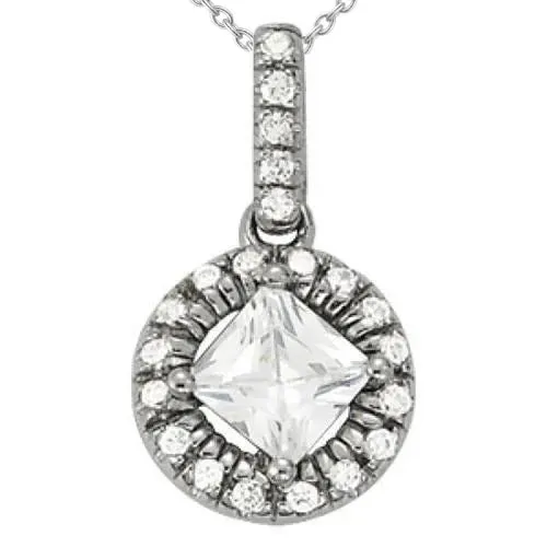 Necklaces GB Princess Natural Earth Mined Diamond Round Pendant Necklace 190 Carat White Gold 14K Necklaces GB Princess Natural Earth Mined Diamond Round Pendant Necklace 190 Carat White Gold 14K