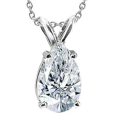 Necklaces GB Solitaire Natural Earth Mined Diamond Pear Pendant Necklace 25 Ct White Gold 14K Necklaces GB Solitaire Natural Earth Mined Diamond Pear Pendant Necklace 25 Ct White Gold 14K