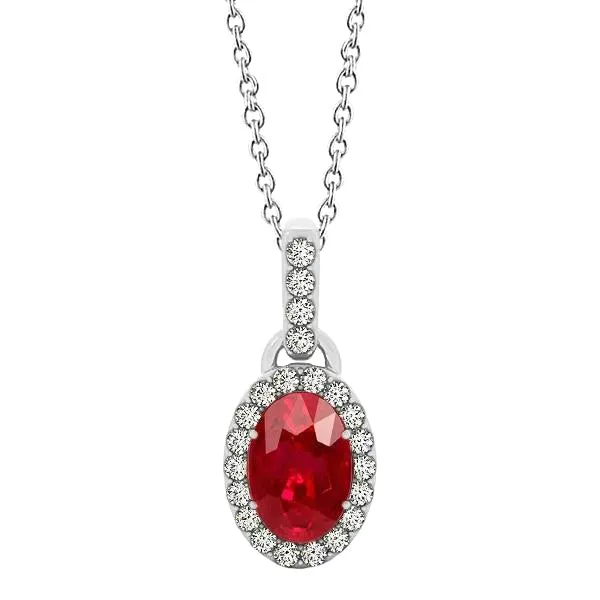 Necklaces GB White Gold Oval Ruby With Round Natural Earth Mined Diamonds 325 Ct Pendant With Chain Necklaces GB White Gold Oval Ruby With Round Natural Earth Mined Diamonds 325 Ct Pendant With Chain
