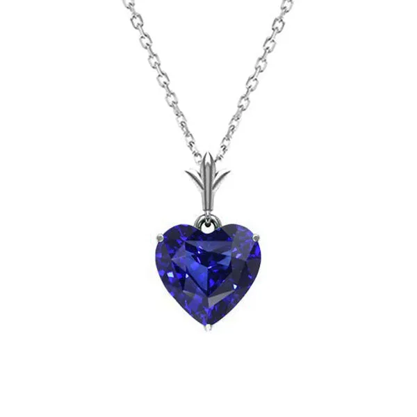 Necklaces HarryChadEntcom 14K Gold Solitaire Pendant Heart Sri Lankan Sapphire Necklace 2 Carats Necklaces HarryChadEntcom 14K Gold Solitaire Pendant Heart Sri Lankan Sapphire Necklace 2 Carats