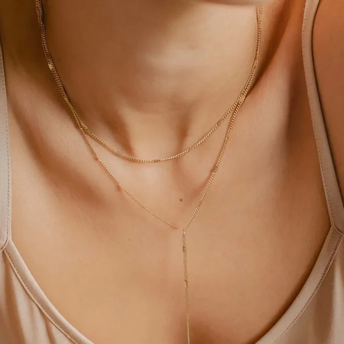 Necklaces Hey Happiness Layered Y Necklace Gold Necklaces Hey Happiness Layered Y Necklace Gold