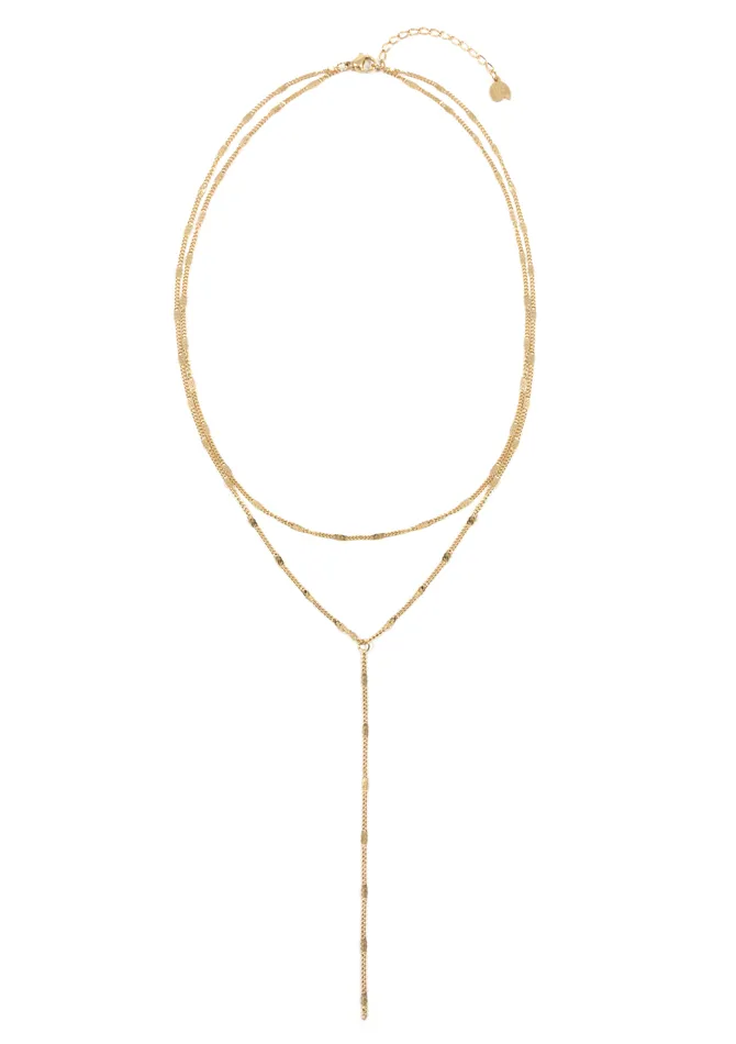 Necklaces Hey Happiness Layered Y Necklace Gold Necklaces Hey Happiness Layered Y Necklace Gold