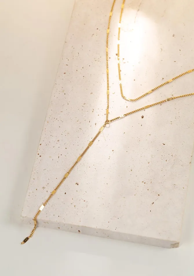 Necklaces Hey Happiness Layered Y Necklace Gold Necklaces Hey Happiness Layered Y Necklace Gold